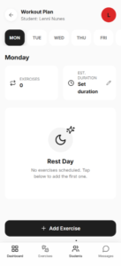Workout plan screen