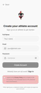 signin screen