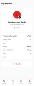 students profile screen